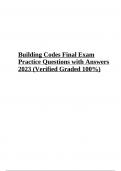 Building Codes Final Exam Test 2023 Questions with Answers (Verified Already Graded 100%)