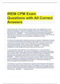 IREM CPM Exam Questions with All Correct Answers