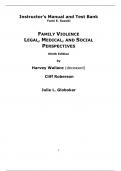 Family Violence Legal, Medical, and Social Perspectives, 9e  Harvey Wallace, Cliff Roberson, Julie  Globokar (Instructor manual with Test Bank)