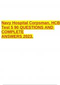 Navy Hospital Corpsman, HCB Test 5 90 QUESTIONS AND COMPLETE ANSWERS 2023.