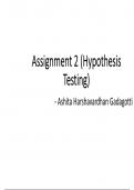 Technical deck Assignment 2 (Hypothesis Testing).  Seneca College BAN 100