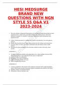 HESI MEDSURGE RN BRAND NEW QUESTIONS WITH NGN STYLE 55 Q&A V