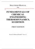 Fundamentals of Chemical Engineering Thermodynamics (SI Edition) 1e Kevin Dahm Donald Visco (Solution Manual)
