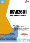 BSW2601 Memo, Summaries and Notes