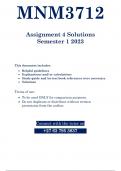 MNM3712 - ASSIGNMENT 4 SOLUTIONS (SEMESTER 01 - 2023)