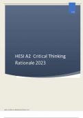 HESI A2-Critical Thinking Rationale File, Questions and Answers 2023-UPDATE