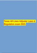 Texas All Lines Adjuster Laws & Regulation exam 2023.
