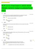 NUR 1172 Final Exam 3 2023-2024 PRIME CHOICE EXAM GUARANTEED PASS