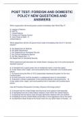 POST TEST: FOREIGN AND DOMESTIC POLICY NEW QUESTIONS AND ANSWERS