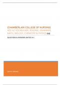 CHAMBERLAIN COLLEGE OF NURSING (HESI A2) TEST BANK ENTRANCE EXAM - QUESTIONS & ANSWERS (RATED A+) BEST UPDATE