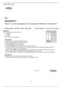  AQA  AS GEOGRAPHY Paper 2	Human geography and geography fieldwork investigation MAY 2023