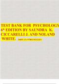 TEST BANK FOR PSYCHOLOGY 6th EDITION BY SAUNDRA K. CICCARELLI J. AND NOLAND WHITE ISBN 9780135212431