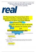 ATI Pharmacology Proctored Exam 2019 (Question & Answers) ||Already Graded A
