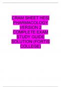 CRAM SHEET HESI PHARMACOLOGY VERSION 2 COMPLETE EXAM STUDY GUIDE SOLUTION (FORTIS COLLEGE) 