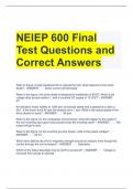 NEIEP 600 Final Test Questions and Correct Answers 