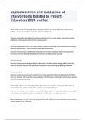 Implementation and Evaluation of Interventions Related to Patient Education 2023 verified