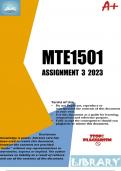 MTE1501 Assignment 3 (COMPLETE ANSWERS) 2023 - DUE 21 July 2023