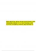HESI MENTAL HEALTH RN QUESTIONS AND ANSWERS FROM V1-V3 TEST BANKS AND ACTUAL EXAMS (LATEST) 2022 RATED A+