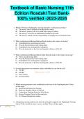 Textbook of Basic Nursing 11th Edition Rosdahl Test Bank-100% verified -2023-2024