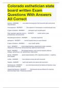 Colorado esthetician state board written Exam Questions With Answers All Correct