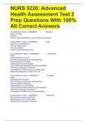 NURS 5220: Advanced Health Assessment Test 2 Prep Questions With 100% All Correct Answers