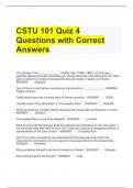 CSTU 101 Quiz 4 Questions with Correct Answers 