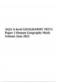 AQA A-level GEOGRAPHY 7037/2 Paper 2 Human Geography Mark Scheme June 2022