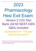 2023 Pharmacology Hesi Exit Exam: Version 2 (V2) Test Bank (All 60 NEXT-GEN Q&A) Included - Guaranteed A++ 