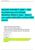 BEST ANSWERS NRNP  6645 Psychotherapy Midterm Exam 2022 -2023 WALDEN UNIVERSITY