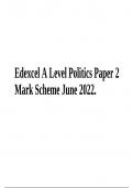 Edexcel A Level Politics Paper 2 Mark Scheme June 2022.