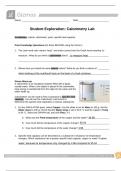 Student Exploration: Calorimetry Lab