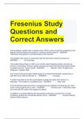 Fresenius Study Questions and Correct Answers 