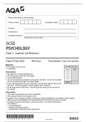 AQA GCSE Psychology Paper 1 Cognition and Behaviour - Question Paper 2023