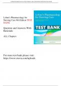 TEST BANK FOR LEHNES PHARMACOLOGY FOR NURSING CARE 9TH_lehnes pharmacology 