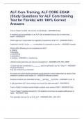 ALF Core Training, ALF CORE EXAM (Study Questions for ALF Core training Test for Florida) with 100% Correct Answers