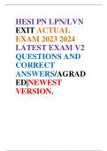 HESI PN LPN/LVN  EXIT  ACTUAL  EXAM 2023 2024  LATEST EXAM V  2  QUESTIONS AND  CORRECT  ANSWERS  /AGRADED|  NEWEST  VERSION 