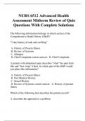 NURS 6512 Advanced Health Assessment Midterm Review of Quiz Questions With Complete Solutions