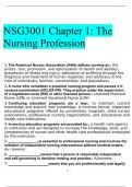 NSG3001 : INTRODUCTION TO THE PROFESSION OF NURSING STUDY GUIDE NOTES : South University, Updated 2020