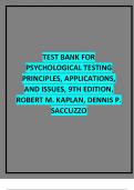 TEST BANK FOR PSYCHOLOGICAL TESTING PRINCIPLES, APPLICATIONS, AND ISSUES, 9TH EDITION, ROBERT M. KAPLAN, DENNIS P. SACCUZZO 2023.