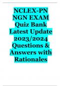 NCLEX-PN NGN EXAM Quiz Bank Latest Update 2023-2024 Questions & Answers with Rationales