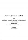 Inclusion Effective Practices for All Students, 3e James McLeskey, Michael Rosenberg, David Westling (Instructor Manual with Test Bank)