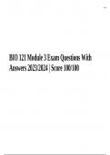 BIO 121 Module 3 Exam Questions With Answers 2023/2024 | Score 100/100