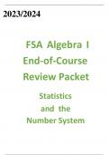 2023/2024       FSA Algebra I End-of-Course Review Packet   Statistics and the Number System