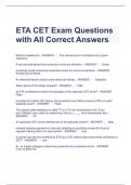 ETA CET Exam Questions with All Correct Answers