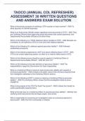 TAOCO (ANNUAL COL REFRESHER) ASSESSMENT 30 WRITTEN QUESTIONS AND ANSWERS EXAM SOLUTION 