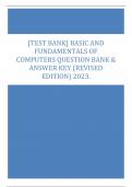 Test Bank for Basic and Fundamentals of Computers Question Bank & Answer Key (Revised Edition) 2023