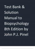 Test Bank & Solution Manual to Biopsychology 8th Edition by John P.J. Pine