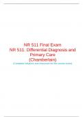 NR 511 FINAL EXAM - QUESTIONS AND ANSWERS-100QA-Version-1 Differential Diagnosis andPrimary