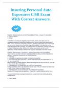 Insuring Personal Auto Exposures CISR Exam With Correct Answers.