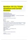 Bundle For Nutrition 101 Exam Questions with Correct Answers